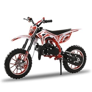 loyliawa 49cc Dirt Bike, 2-Stroke Kids Gas Power Motocross, Off Road Mini Motorcycle with Handlebar Switch, Pocket Motorbike with Front Rear Disc Brakes, Racing Max Speed 40KM/H Red