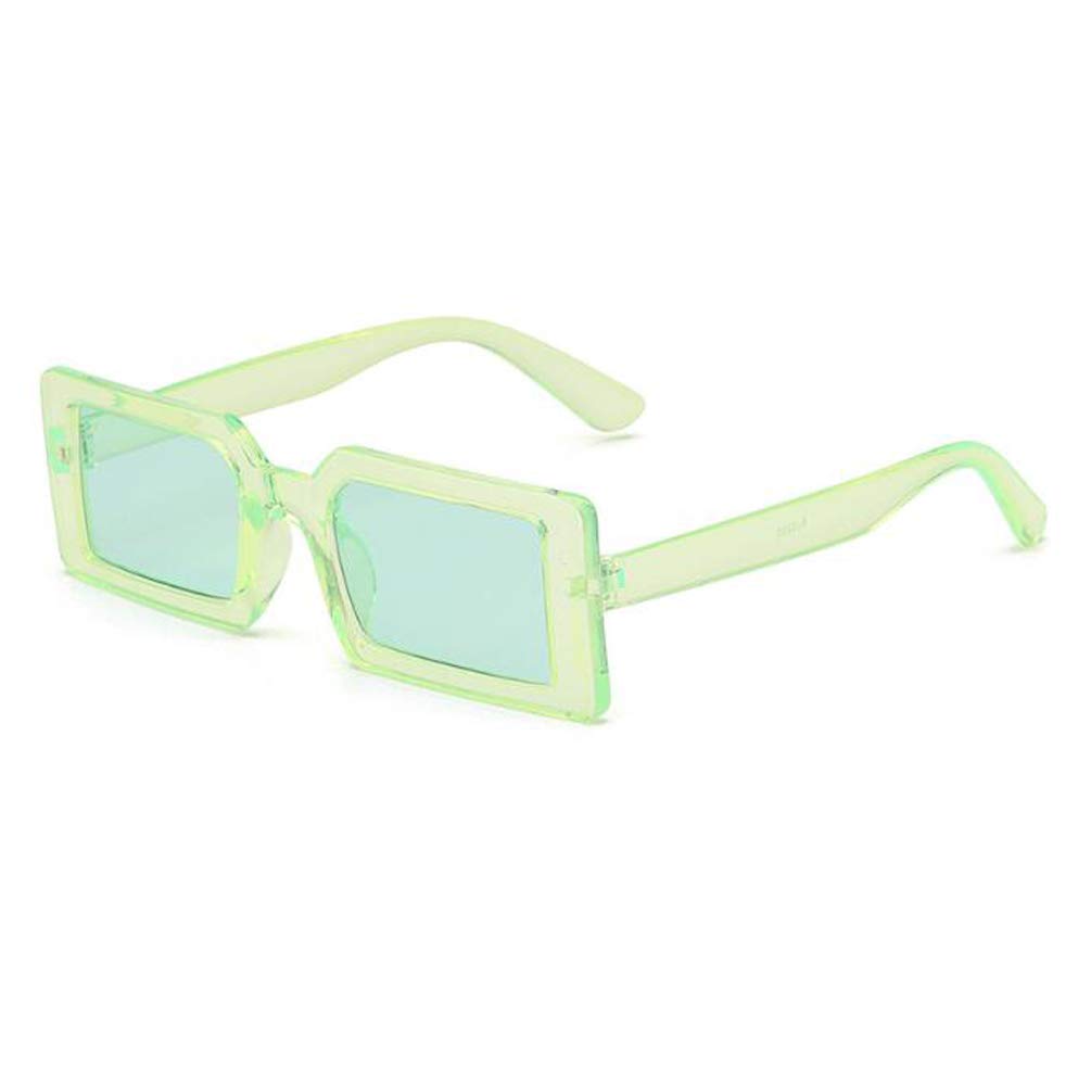 Small square sunglasses men and women rectangular fashion retro sun protection glasses Fluorescent Green