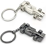 cuttnell F1 Keychain (2-Pack Silver & Black), Cool 3D Metal Racing Model Keychain for Gifts for Yourself or Your Boyfriend, Husband, Father, Driver and All Fans Who Love F1 & Formula One