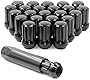 Wheel Accessories Parts Set of 24 Black 14x1.5 Spline Lug Nuts 1.54' Long Truck Small Diameter Locking Lugs Closed End Bulge Acorn 7 Spline Wheel Lug Nut with Key (M14 x 1.50, Black)