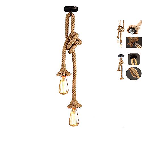 Lampada a sospensione CA 220 V E27 con corda di canapa, per cucina, bar, ristorante, caffetteria, magazzino o loft Wohnung, stile industriale (lampadina non in dotazione), Typ: B., E27 40.00W 220.00V