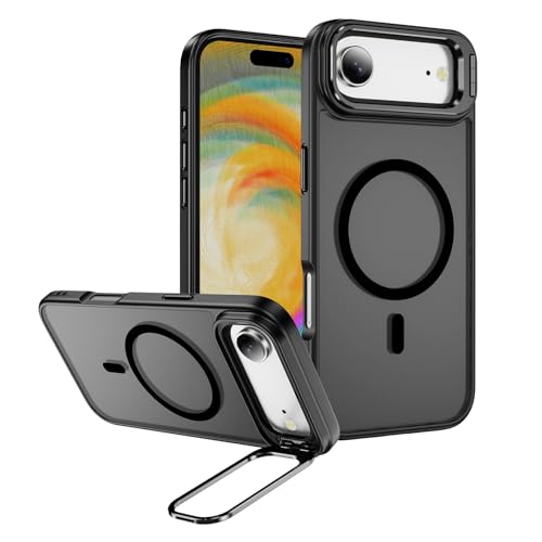 Coque magnétique iPhone 17 Air antichoc avec anneau de support MagSafe noir