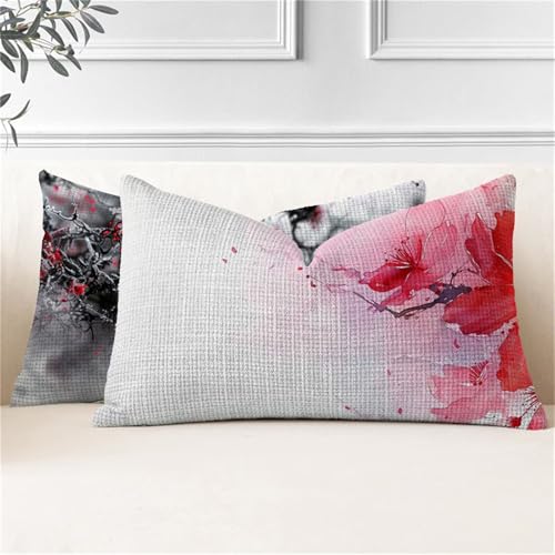 Fundas Cojines Invierno Cojines Rectangulares Grandes 40x70, Cojin Exterior Impermeable Planta Fundas Almohada, Doble Cara Funda Cojin in Lino para Sofa Jardín Banco Coche Terraza Cama, 2 Piezas J2-22