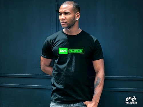 Men’s DRS Enabled Formula Motorsport Inspired Racing Apparel Crew Neck Short Sleeve T-Shirt (Black)3