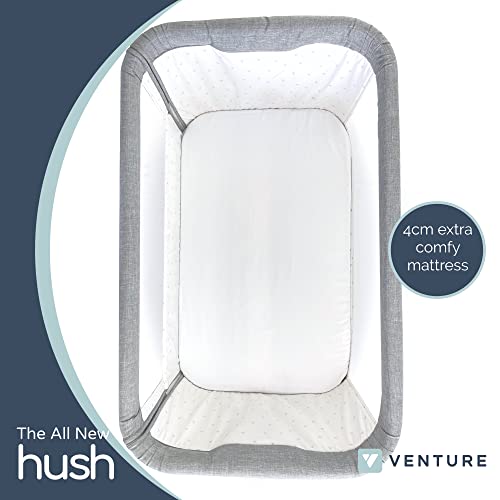 Venture Hush Bedside Crib CoSleeper, Dual View Mesh Windows Kids Beds UK