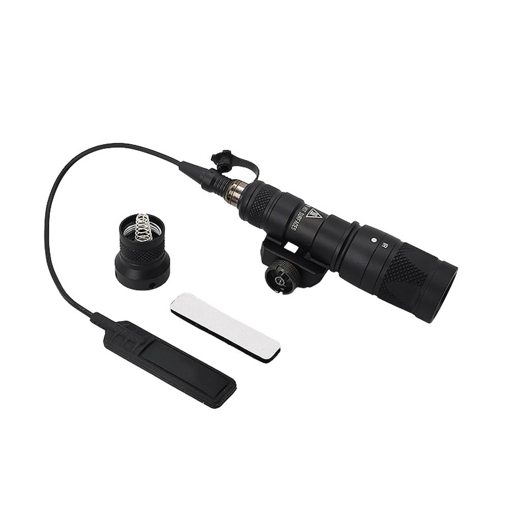 HATSEN Tactical M300V Flashlight IR Light with Flashlight Mount & Remote Pressure Switch Pad, 400 Lumens LED Light for Outdoor Hunting, Fit 20mm Picatinny Rail, Black