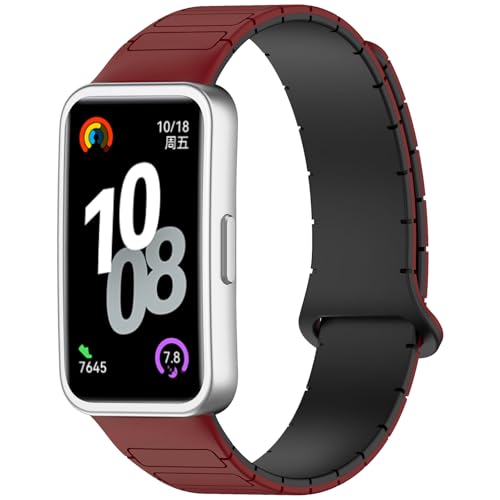 DHWGang Pulsera de Silicona de Repuesto para Huawei Band 10/9/8, Fuerte Pulsera Magnética, Resistente al Agua y al Sudor, Hombres y Mujeres de Negocios y Deportes de Doble Propósito Pulseras de Reloj