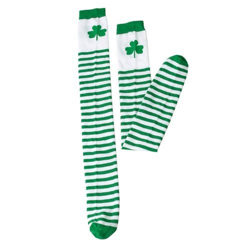 Image of St. Patrick's Day Thigh High Stocking Over Knee long Socks for Women- Lucky Shamrock For Irish Green Lucky Gifts