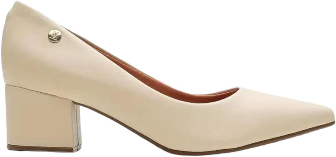 Scarpin Feminino Salto Bloco Pelica Creme Vizzano 1220.315 Scarpin Feminino Salto Bloco Pelica Creme Vizzano 1220.315