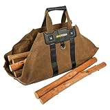 MELOTOUGH Canvas Firewood Log Carrier with Soft Silicone Handle,Amazoning Wood Holder with Security