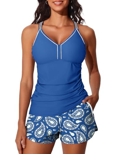 Tankini gainant avec poches de sport et short intégré pour un maintien parfait