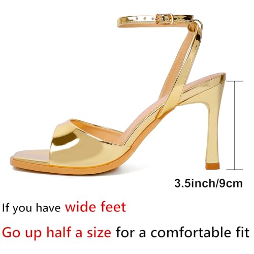 Image of Mostrin Strappy Heels for Women Square Open Toe Lace Up Heeled Sandals Ankle Strap Sexy Stiletto High Heels for Party, Prom, Dating, Wedding