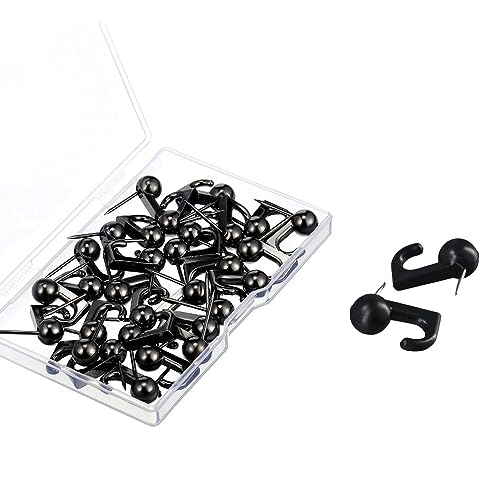 Image of 50 Pieces Metal Push Pin Hangers Pin Wall Hooks Picture Hanging Pin Picture Nails Frame Oil Painting Hooks on Wooden or Fabric Wall for Home Office