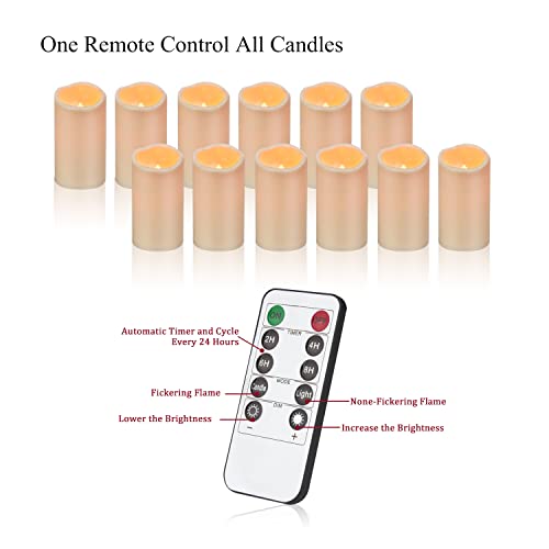 Image of wemarry Waterproof Flameless Candles with Remote, Outdoor Indoor Battery Operated Candles(D3 x H 6 inch),12Pcs Led Fake Candles for Party Home Decor