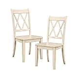 Lexicon Janina Dining Room Chairs Set of 2, Modern Farmhouse Dining Chairs Set of 2, Solid Wood, X Cross Back, for Traditional Modern Ranch Style Kitchen, Armless, Easy Assembly, White