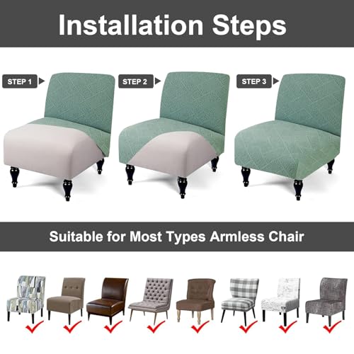 Image of Eco-Ancheng Armless Chair Slipcover Removable Armless Accent Chairs Covers Washable Armless Slipper Chair Slipcover Printed Armless Chair Furniture Protector Covers for Living Dining Room Hotel
