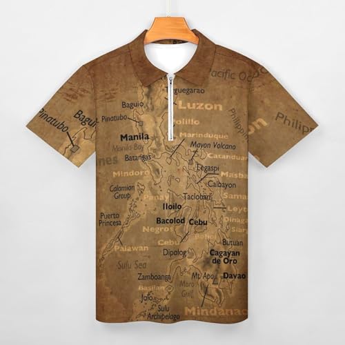 Vintage Maps of The Philippines Men's Short Sleeve Polo Shirts Sports Shirts, Golf Shirts3