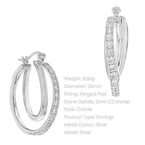 Tuscany Silver Orecchini a Cerchio da Donna in