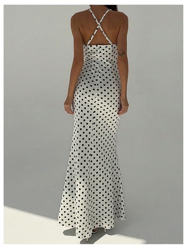 Verdusa Women's 3D Floral Polka Dots Maxi Dress Vintage Criss Cross Fishtail Cami Dresses2