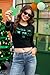 Women St Patricks Day Irish Crop Tops Crew Neck Long Sleeve Graphic Shirts Kiss Me Im Irish Holiday Outfit L