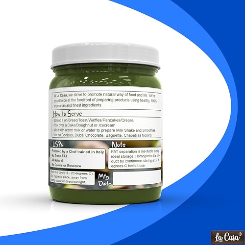 La Casa Kunafa Pistachio Spread - With Crunchy Pistachios | No Palm Oil & with 33% Pistachios | Made in India | 350g |