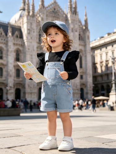 Image of LYSMuch Toddler Baby Girls T Shirt Ruffle Sleeveless Kids Cotton Tshirt Solid Color Blouse