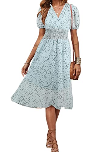 PRETTYGARDEN Women's Wrap V Neck Floral Midi Dress