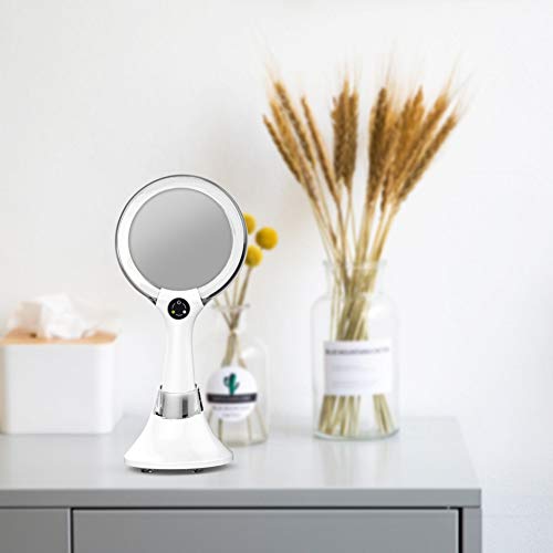 Biomax Starlite Handheld Rechargeable Lighted Makeup Mirror With Stand, 1X/5X Magnification, Dual Sided & Vanity Mirror With Bright And Warm Light, Cordless Rechargeable Mirror (White Colour) #TOP7