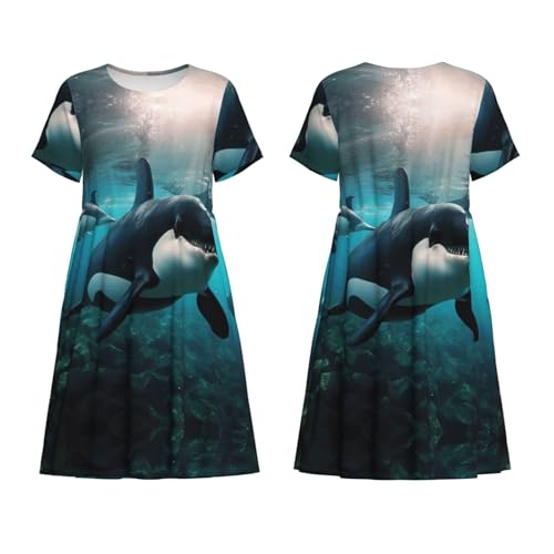 Robe d'été originale motif épaulards et manches courtes - 6