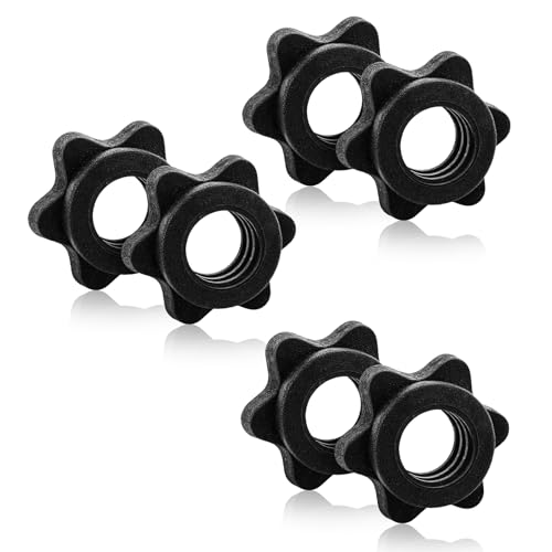 6 Pcs 25mm Spinlock Collars, Dumbbell Hex Nut Anti-Slip Dumbbell Rod Nut 1 Inch Standard Barbell Screw Collar Dumbbell Screw Collar for Dumbell Weight Lifting Fitness Training