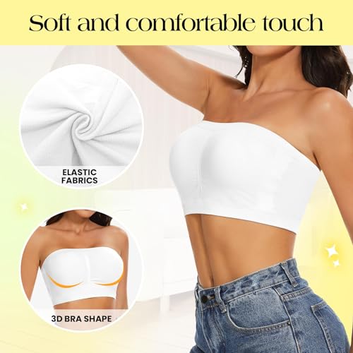 Image of Strapless Bras for Women Wireless Bandeau Bra Invisible Tube Tops Bra Bralette Padded Seamless