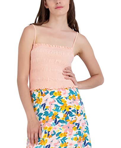 BCBGeneration Damen Gesmoktes Oberteil mit Spaghettiträgern und quadratischem Ausschnitt Hemd, pfirsich, Mittel Cover