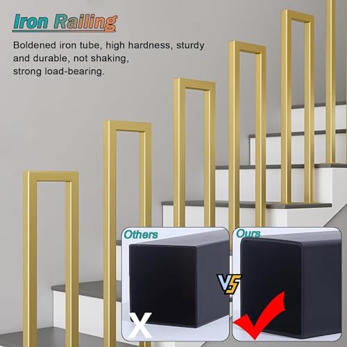 Rampe d'escalier carrée en U de 35 cm avec support de sécurité robuste