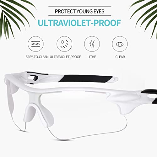 Image of Sports Sunglasses, Full-Coverage UV400 Protection, Hydrophobic Mirrored Lens, Lightweight Shatterproof Design, Mercury, (WHITE CLEAR)