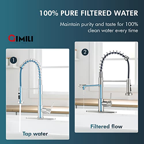 Gimili Drinking Water Faucet 3 In1 Commercial Style Pull-Down Single Handle Filter Kitchen Faucet For Water Filtration System, Brushed Nickel(Without Water Filtration Device) #TOP2