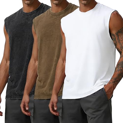 MAPICK Workout Tank Tops for Men 3 Pack Sleeveless Muscle Shirts Athletic Gym Tanks for Running & Sports Lightweight