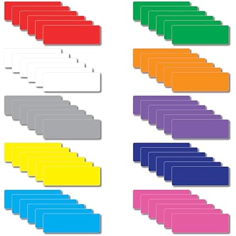 IMAGAME Magnetic Dry Erase Magnets Labels 3x1 inches, Reusable Name Tags, Organizing Schedules in Office/Classroom. Work on Fridge/White Board (Multicolor 60Pcs) Cover