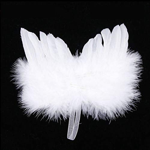 10PCS Christmas White Feather Wings Pendant, Wedding Vintage Party Photography Props Decoration Accessories(8X6cm)