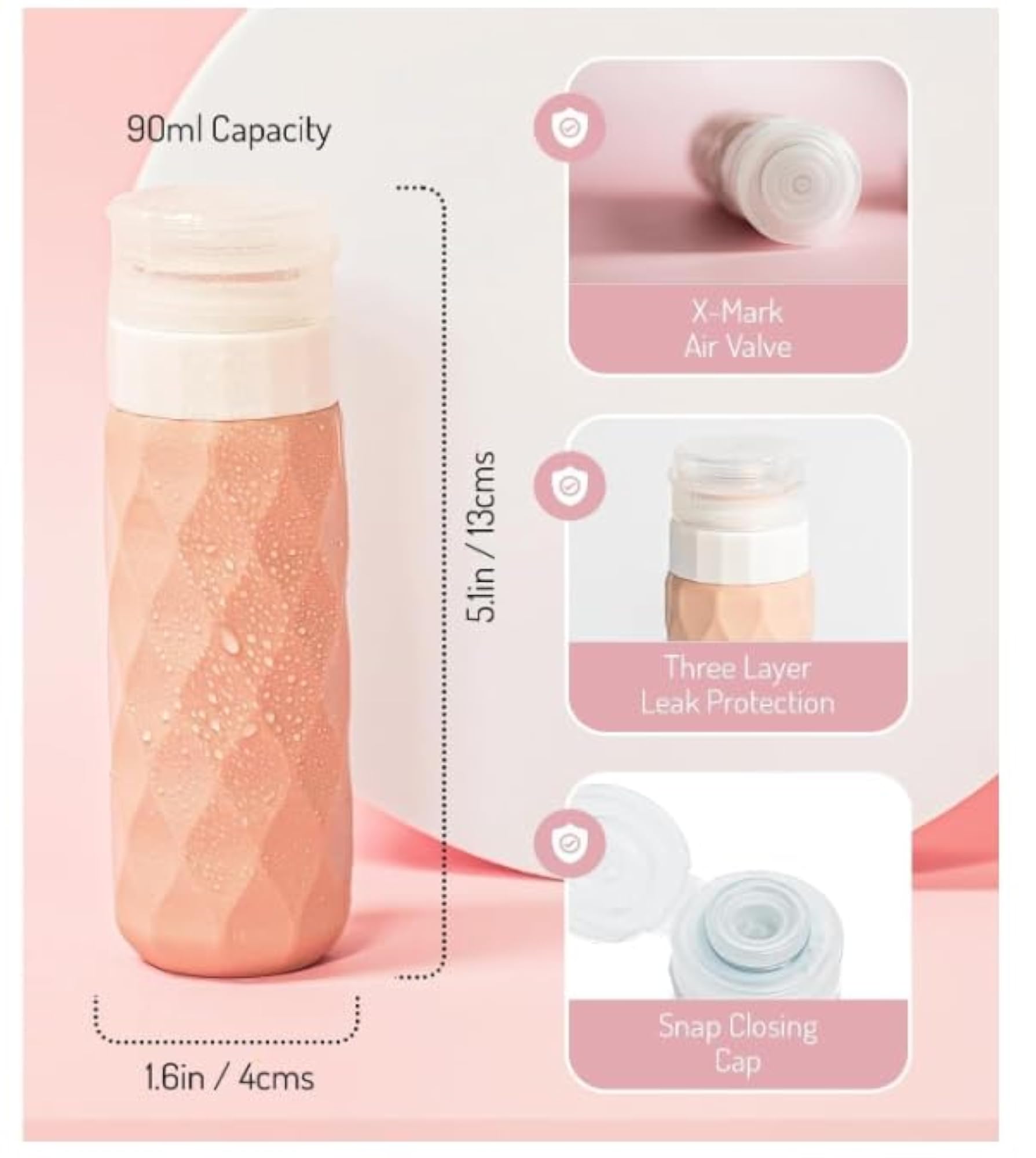 Hexa Silicone Travel Bottle Set with Transparent Pouch