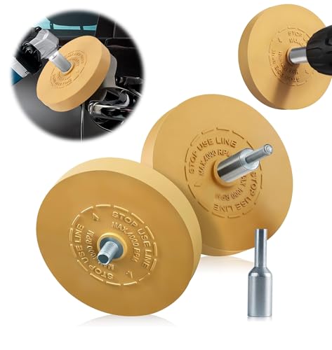 2 Stk Folienradierer mit Adapter Radierscheibe Gummi Radierscheiben Akku-Schrauber Folien Radierer Felgen Gummi Aufkleber Radierer Auto Folienradierer für Bohrmaschine Entfernen ​von Folien