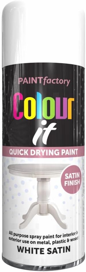 6x White Satin All Purpose Aerosol Spray Paint 400ml Quick Drying Spray, Fast Dry and Excellent Coverage for Metal, Wood, Plastic and More by Diva Gift