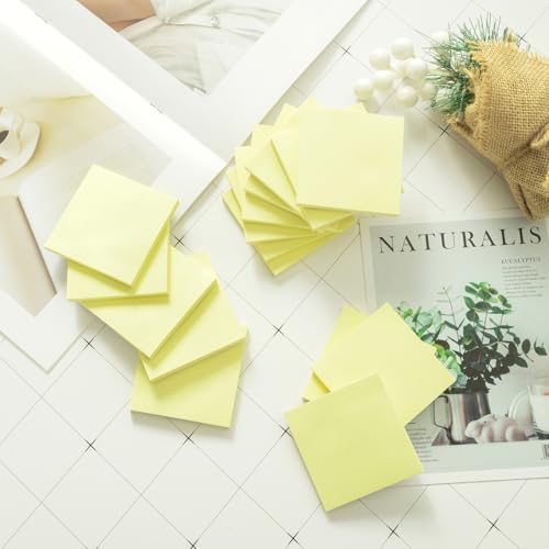 Image of Wowivy 16 Pads Yellow Sticky Notes, 76 x 76 mm, Sticky Pads, Recyclable, Self-Stick Notes Pads, Sticky Notes, Easy to Post for Home, Office, 55 Sheets /Pad, 880 Sheets Total