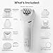 Qreeyx Epilator for Women, 7 in 1 Epilator Hair Removal for Women, Shaver, Bikini, Face Razor, Facial Brush, Face Massage and Body Exfoliator, Waterproof Painless Lady Shaver (White 227)