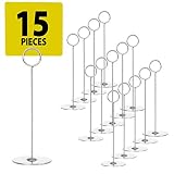 Set of 15 Table Number Holder - 8 Inch Silver Place Card Holders with Heavy Base - Number Holders St