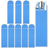 Weewooday Silver Storage Bags Anti Tarnish Silverware Sleeves Blue Flatware Silverware Storage Box Protector Bags Proof Cloth Flatware Organizer for Kitchen Teaspoon Cutlery Utensil(8 Pieces)
