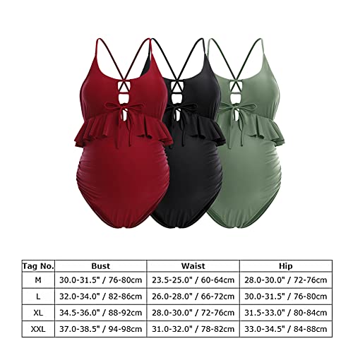 Imekis Maternity Bathing Suit Pregnancy Swimsuits For Women One Piece Spaghetti Straps Pregnancy Swimwear Ruffle Backless Monokini Bikini Pregnant Beachwear Maternity Photography Props Green Xx-Large #TOP3