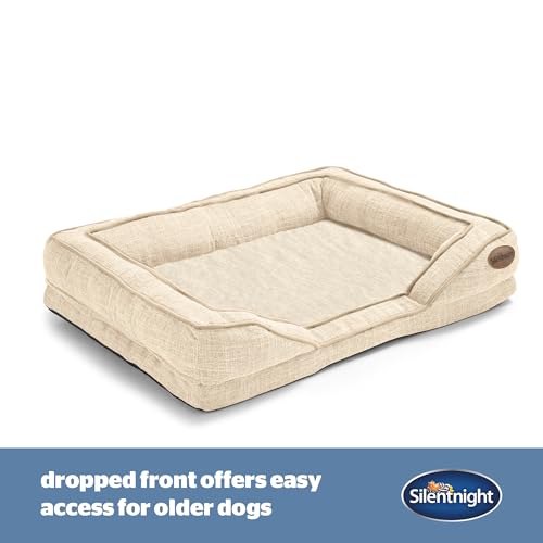 Silentnight Orthopaedic Dog Bed - Cosy Comfortable Pet Bed with Ergonomic Foam Body & Head Support - Super Soft & Sturdy Woven Removable Washable Cover, Non-Slip Base, Small 49x65cm, Natural - Image 5