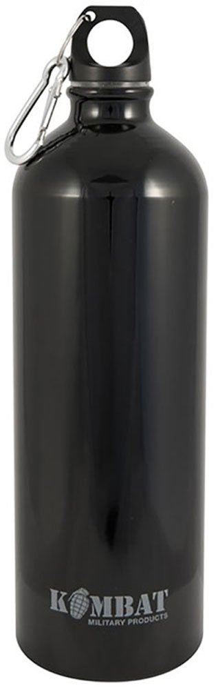 Kombat Tactical Black Army Military Aluminium Water Bottle Carabiner Flask 500Ml/1000Ml (0.5 Litre (500 Ml))
