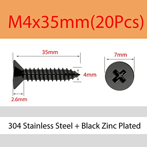 Tornillos M4 x 35mm 20 Pcs Acero Inoxidable 304 Zinc Negro miniatura 2