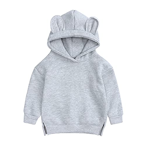 Toddler Sweatshirt Tops Boys Hoodie Pullover Girls Solid Color Hoodies Baby Tops Cute Ear Hoodie Kids Boys